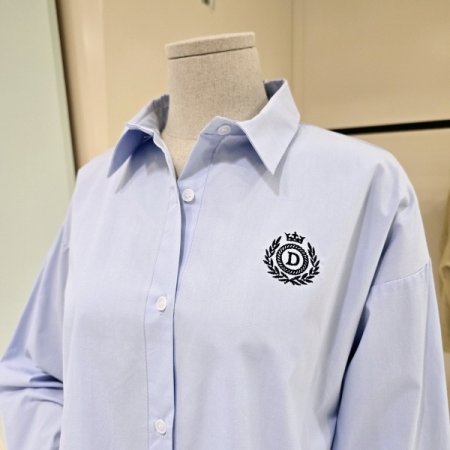 자수 코튼 크롭 셔츠