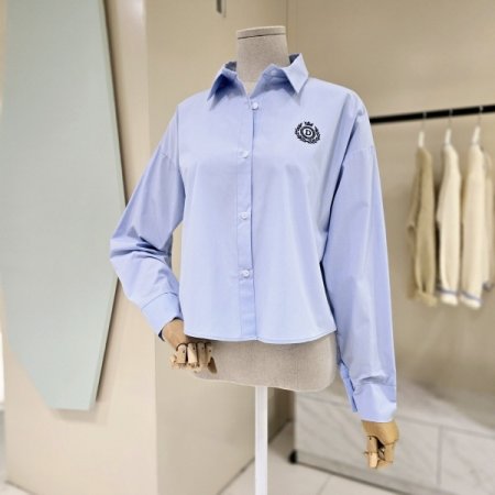 자수 코튼 크롭 셔츠