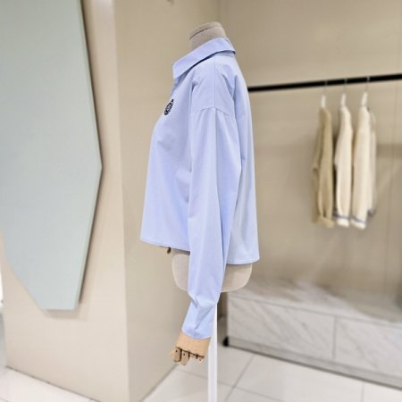 자수 코튼 크롭 셔츠