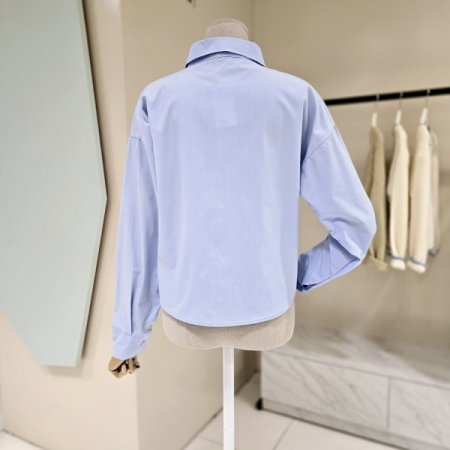 자수 코튼 크롭 셔츠