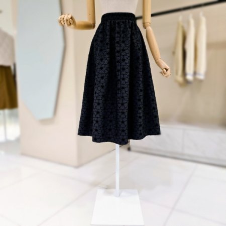 패턴 밴딩 플레어 롱 스커트