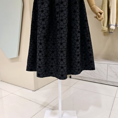 패턴 밴딩 플레어 롱 스커트