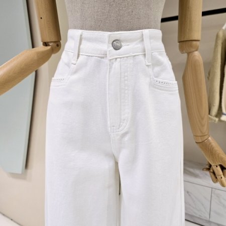 스티치 화이트 와이드팬츠