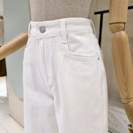 스티치 화이트 와이드팬츠