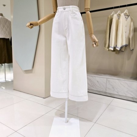 스티치 화이트 와이드팬츠