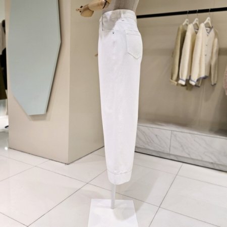 스티치 화이트 와이드팬츠