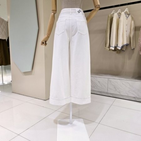 스티치 화이트 와이드팬츠