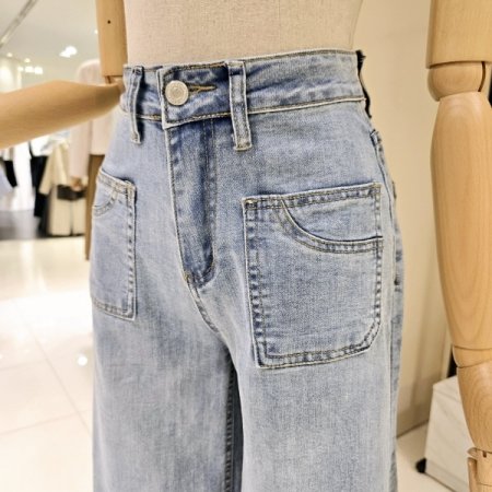 포켓 연청 와이드 데님팬츠