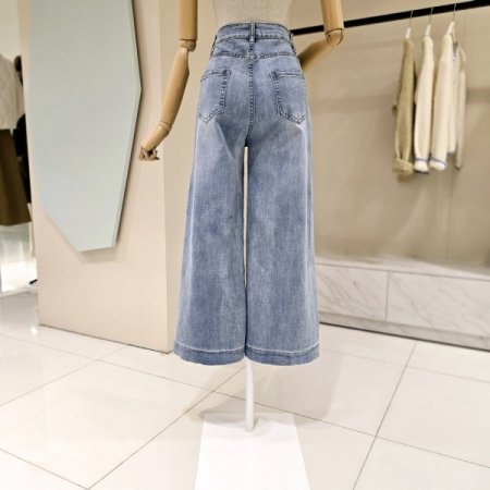 포켓 연청 와이드 데님팬츠