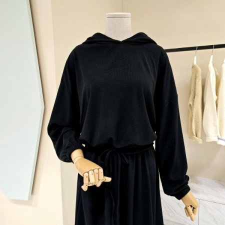 스트링 후드티 밴딩스커트 세트