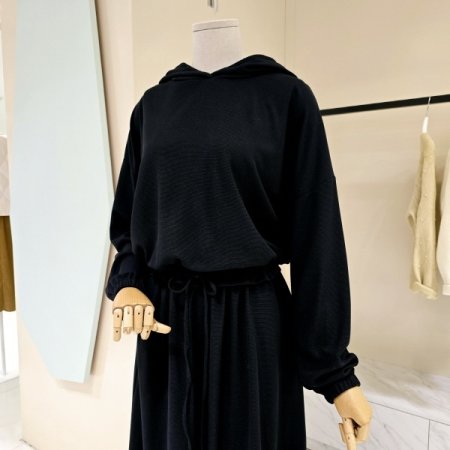 스트링 후드티 밴딩스커트 세트