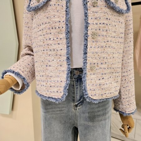 노카라 라인배색 트위드자켓