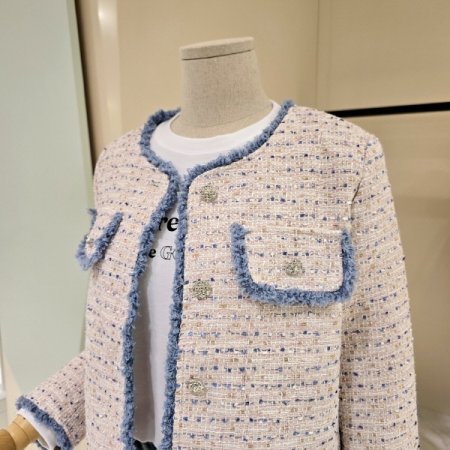 노카라 라인배색 트위드자켓