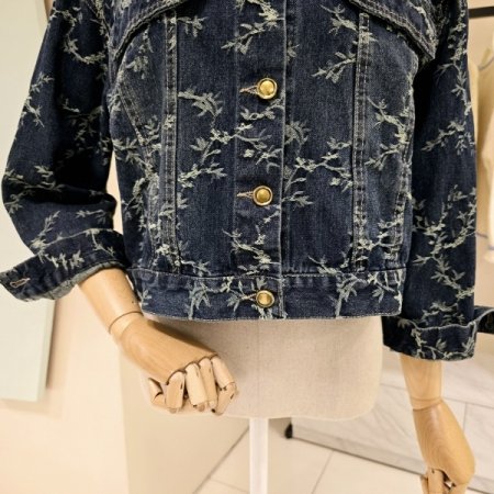 자수 크롭 데님자켓