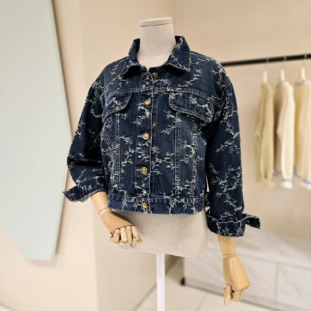 자수 크롭 데님자켓