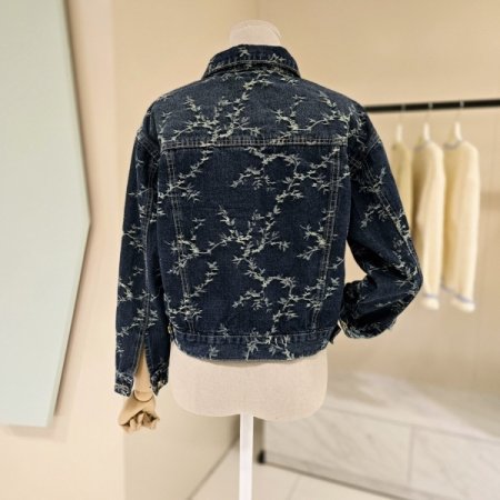 자수 크롭 데님자켓