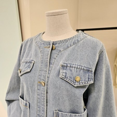 라운드 아웃포켓 데님자켓