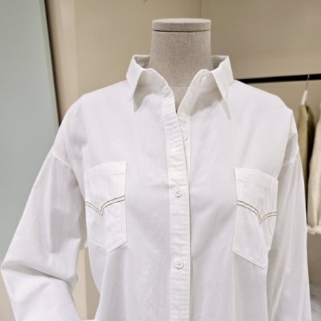 심플 스티치 포켓 셔츠