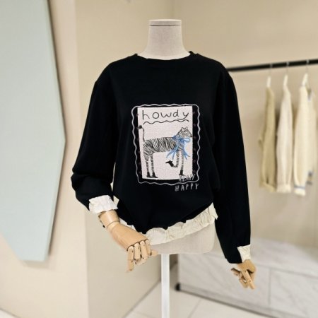 레터링 셔링 라운드 티셔츠