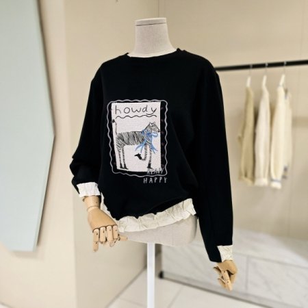 레터링 셔링 라운드 티셔츠