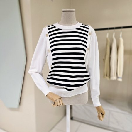 다나버튼 단가라 라운드니트