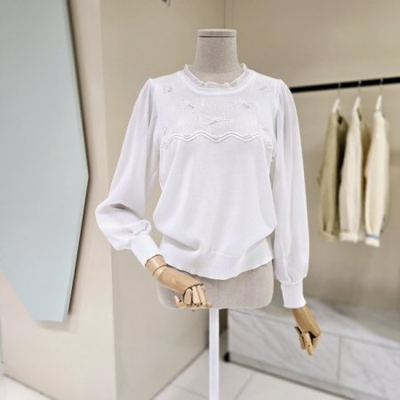 봄나비 시폰소매 니트티셔츠