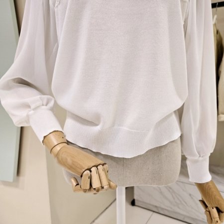 봄나비 시폰소매 니트티셔츠