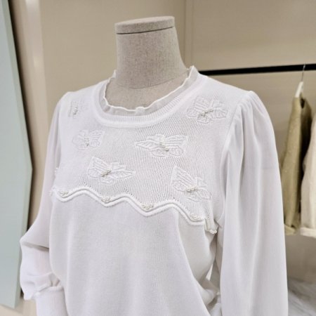 봄나비 시폰소매 니트티셔츠