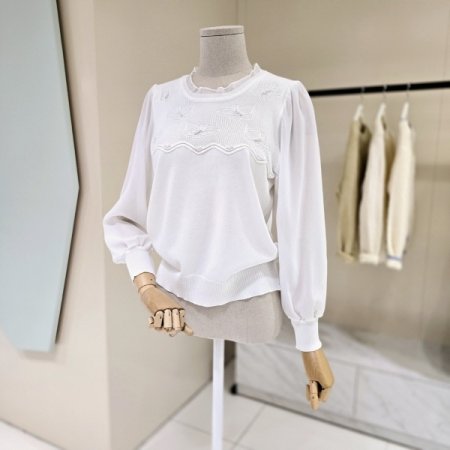 봄나비 시폰소매 니트티셔츠