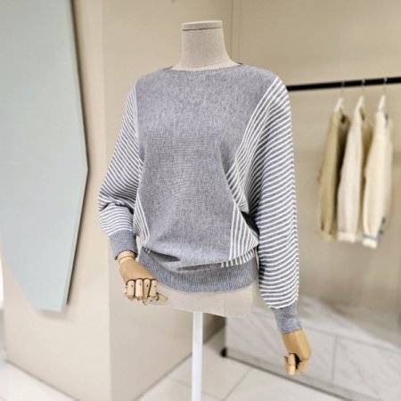 가오리핏 스트배색 니트