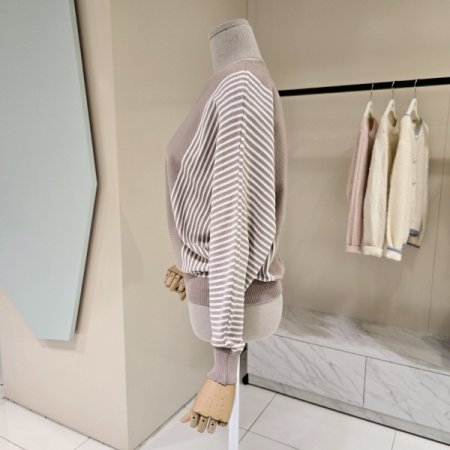 보트넥 가오리 스트배색 니트