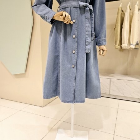 벨티드 오픈형 데님 원피스