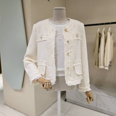 금장단추 라운드 트위드자켓