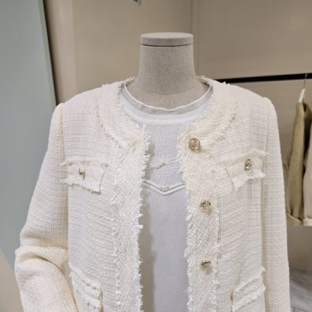 금장단추 라운드 트위드자켓