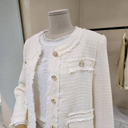 금장단추 라운드 트위드자켓