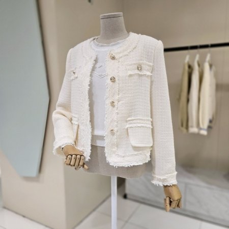 금장단추 라운드 트위드자켓