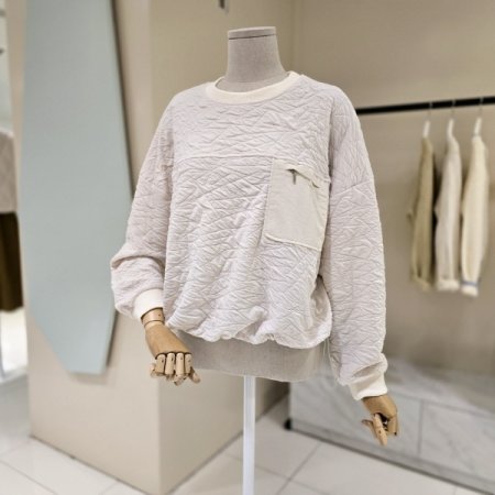 엠보 포켓 스트링 라운드 티셔츠