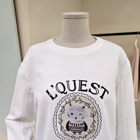 스트링 7부소매 라운드 티셔츠