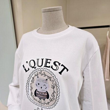 스트링 7부소매 라운드 티셔츠