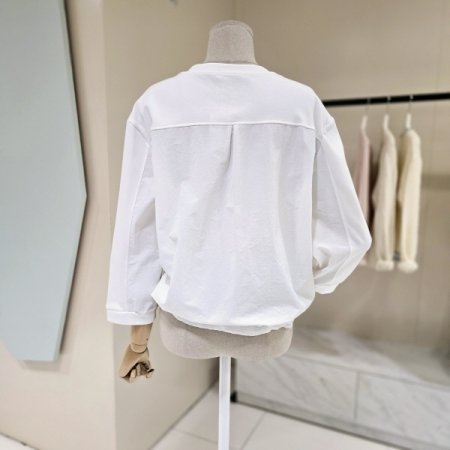 스트링 7부소매 라운드 티셔츠