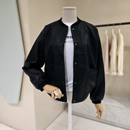 시보리넥 레더 자켓