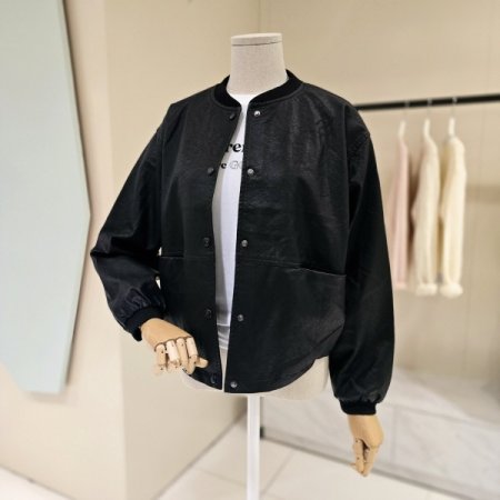 시보리넥 레더 자켓