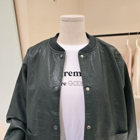 박시핏 언발 레더 자켓