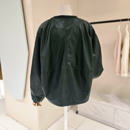 박시핏 언발 레더 자켓