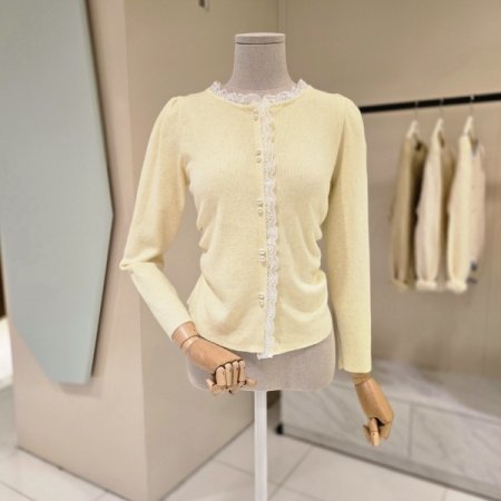 레이스라인 셔링 니트 가디건