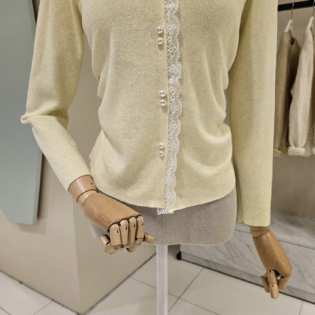 레이스라인 셔링 니트 가디건