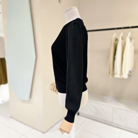 시폰배색 브이넥 니트