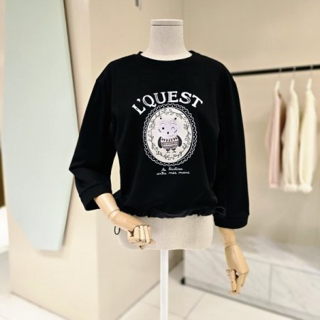 부엉이 레터링 라운드 티셔츠