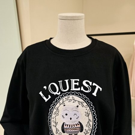 부엉이 레터링 라운드 티셔츠