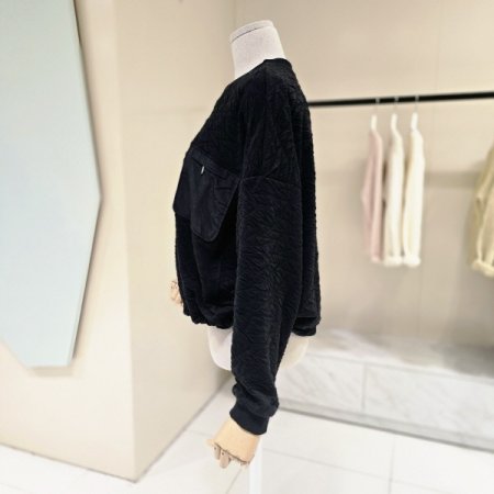 박시핏 스트링 엠보 라운드티셔츠